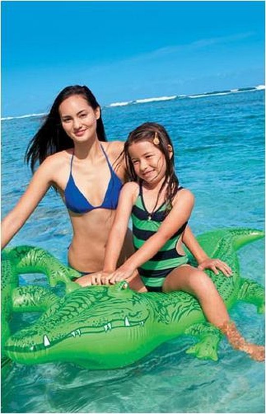 Intex opblaasbare krokodil 175 cm met gratis strandbal - Buitenspeelgoed waterspeelgoed - Opblaasdieren ride-ons