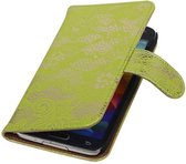 Lace Bookstyle Wallet Case Hoesjes Geschikt voor Samsung Galaxy S5 G900F Groen