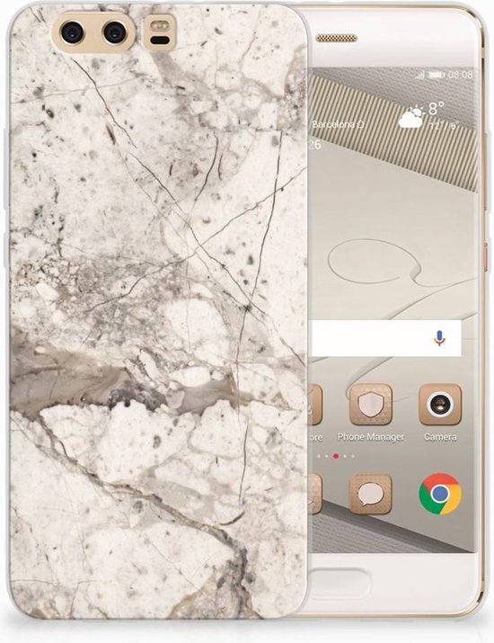 Coque Téléphone pour Huawei P10 Plus TPU Bumper Silicone Étui Housse Marbre Beige