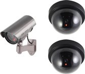 Dummy beveiligingscamera set van drie zwart en zilver - LED / sensor
