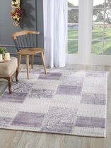 Harmony - Patchwork - 160x220 cm - Paars / Creme - Laagpolig Vloerkleed