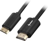 Sharkoon 2m, HDMI/Mini HDMI HDMI kabel HDMI Type A (Standaard) HDMI Type C (Mini) Zwart