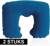 2x oreillers gonflables bleu foncé - Oreillers de voyage / oreillers cervicaux - Pratique pour les voyages / vacances