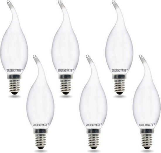 Groenovatie LED Filament Kaarslamp E14 Fitting - 2W - Extra Warm Wit - Dimbaar - 6-Pack - Mat