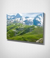 French Alps In The Summer Canvas - 120 x 80 cm - Landschap - Schilderij - Canvas - Slaapkamer - Wanddecoratie  - Slaapkamer - Foto op canvas