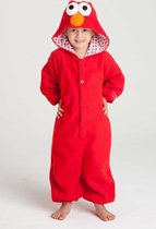 Onesie Elmo pak kind kostuum Sesamstraat - maat 110-116 - rood Elmopak jumpsuit pyjama