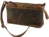 Leather Design schoudertas/crossbody tas leer Hunter bruin