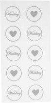 Stickers zwart vel 7 8x15 5 cm d: 25 mm hart - bruiloft 2div vellen