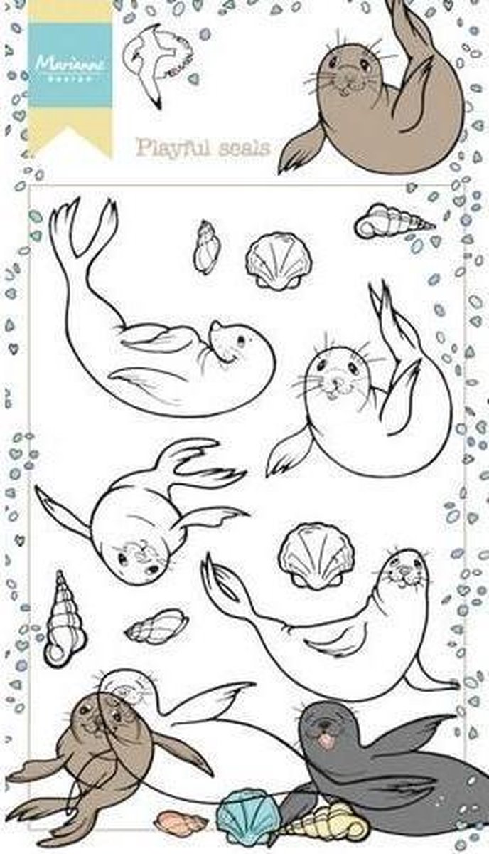 Marianne Design Stempel Hettys spelende zeehonden HT1621 10.5x18.5cm