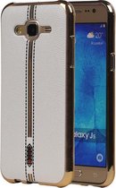 M-Cases Wit Leder Design TPU back case hoesje voor Samsung Galaxy J5 2015