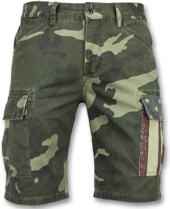 Enos Pantalon Court Camouflage Homme - Bermuda Homme en ligne -9017 - Vert - Tailles: 28