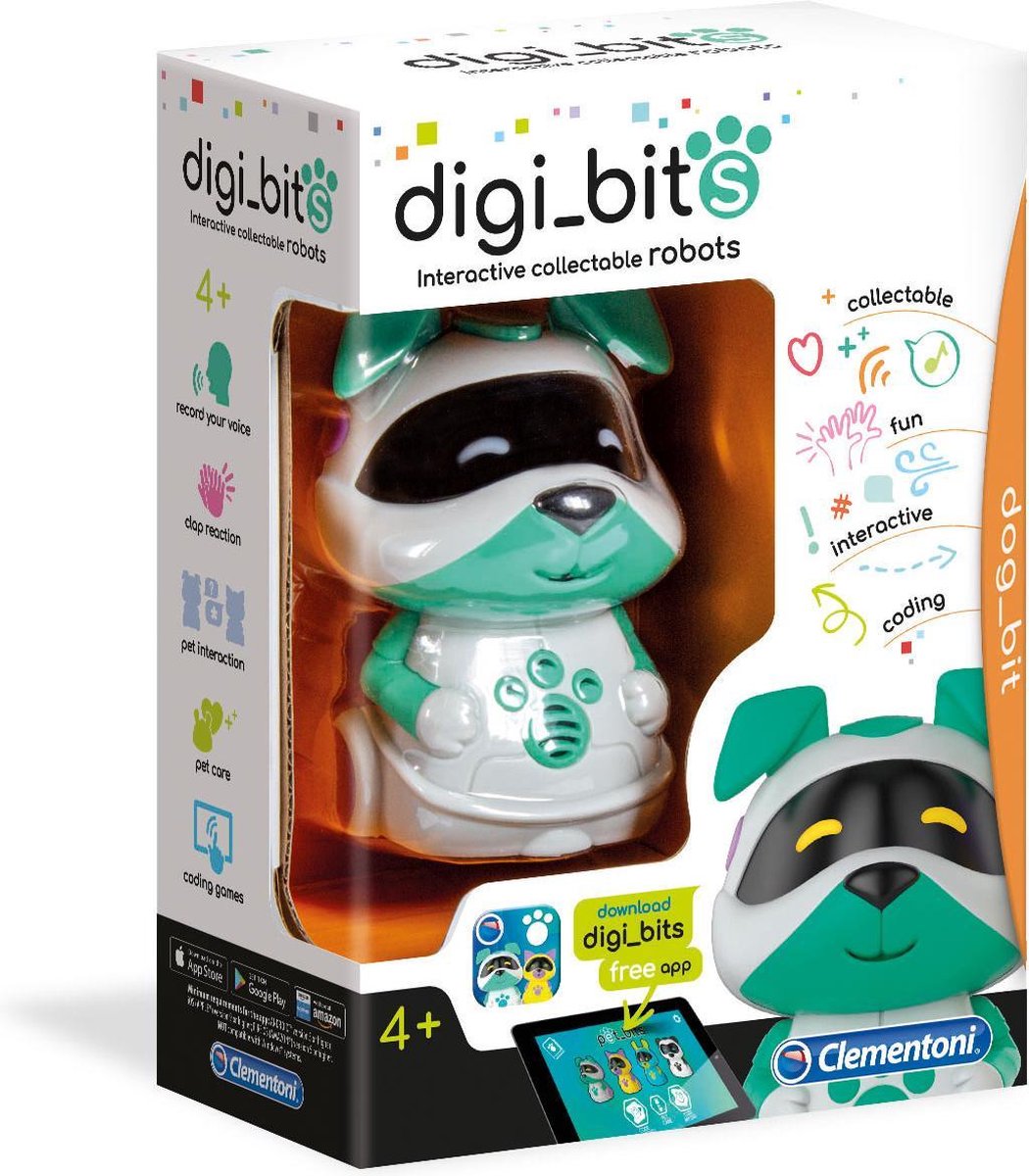 Clementoni - Digi-Bits Hond - robot, programmeerbaar educatief - coding robot, speelgoedrobot - STEM