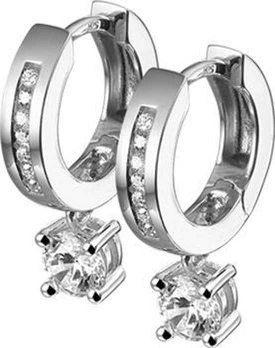 The Jewelry Collection Klapoorringen Zirkonia - Zilver