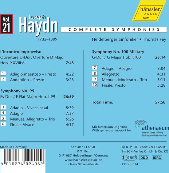 Heidelberger Sinfoniker - Haydn: Symphonies 99 & 100 (CD) - Heidelberger Sinfoniker