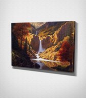 Waterfalls - 100 x 70 cm - Landschap - Schilderij - Canvas - Slaapkamer - Wanddecoratie  - Slaapkamer - Foto op canvas