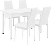 Eethoek eetkamerset Graz 5-delig tafel met stoelen wit
