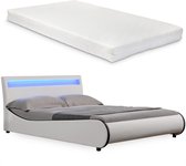 Bed Valancia met LED-verlichting incl. matras140x200 cm wit
