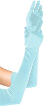 "Extra lange blauwe satijn handschoenen - Verkleedattribuut - One size"
