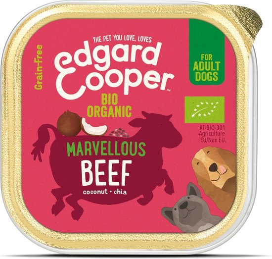 Edgard & Cooper Biologische Rund Kuipje - Voor volwassen honden - Hondenvoer - 100g NL-BIO-01