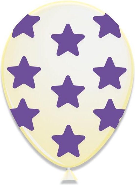 Ballonnen met sterren violet (A30cm 6st