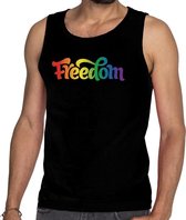 Gaypride freedom tanktop/mouwloos shirt zwart heren 2XL