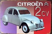 Metalen Decoratie Wandbord - Citroën 2 Cv Eend - Auto klassieker Vintage - retro Bord - Huis en Tuin -0444