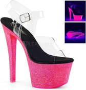 Pleaser Sandaal met enkelband, Paaldans schoenen -36 Shoes- SKY-308UVG Paaldans schoenen Zwart/Roze