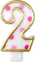 Haza Original Verjaardagskaars Cijfer 2 Goud/roze 6 Cm