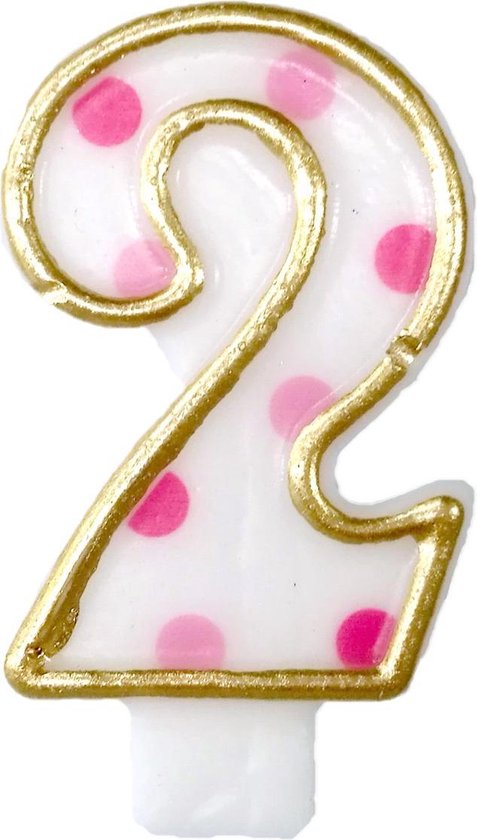 Haza Bougie Anniversaire Originale Numéro 2 Or / Rose 6 Cm