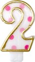 Haza Bougie Anniversaire Originale Numéro 2 Or / Rose 6 Cm