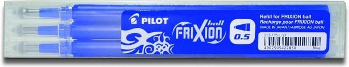 Recharges pilote - Frixion Ball et Frixion Click - Bleu 0.5mm - 3 pièces