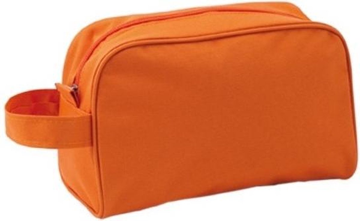 Toilettas oranje met handvat 21,5 cm voor kinderen - Reis toilettassen/etui - Handbagage - Merkloos