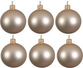 6x Licht parel/champagne glazen kerstballen 6 cm - Mat/matte - Kerstboomversiering licht parel/champagne
