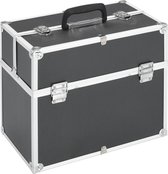 Make-up koffer (Incl 3 Nep wimpers) 37x24x35cm aluminium zwart - Visagie koffer - Cosmetica koffer - Beauty case - Nagelstyliste koffer - make up case