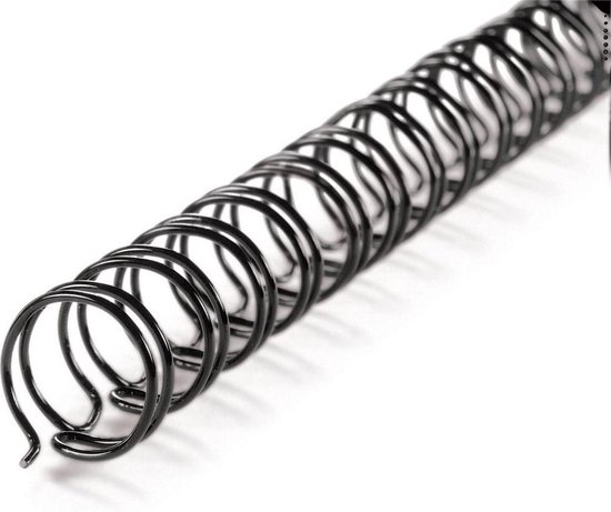 Zwarte metalen draadbindrug met een spiraalvormige structuur, op een witte achtergrond.