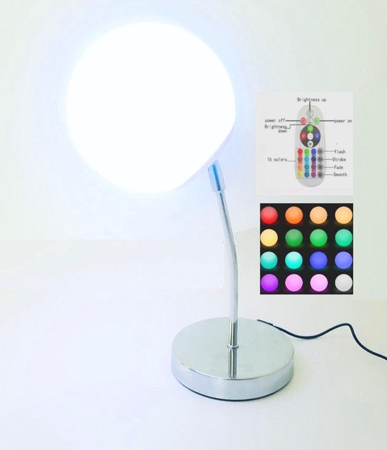 Glans plakband Aan de overkant Bureau lamp tafellamp LED 16 kleuren RGB wit afstandbediening | bol.com