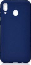 Shop4 - Samsung Galaxy M20 (Power) Hoesje - Zachte Back Case Mat Donker Blauw