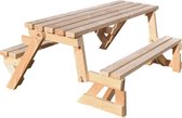 2 in 1 Bank en Picknicktafel - Inklapbare picknicktafel - Douglas hout 3-6 personen - Compleet gemonteerd afgeleverd!