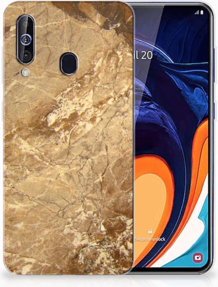 Samsung Galaxy A60 TPU Siliconen Hoesje Marmer Creme