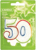 Amscan Verjaardagskaars 50 - Milestone Birthday 8 Cm Wit