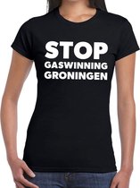 Groningen protest t-shirt STOP gaswinning zwart voor dames 2XL