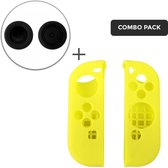 Siliconen Beschermhoes + Thumb Grips voor Nintendo Switch Joy-Con Controllers - Softcover Hoes / Case / Skin - Neon Geel