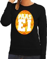 Paas sweater zwart met oranje ei voor dames S