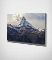 Cloudy Mountain Canvas - 100 x 70 cm - Landschap - Schilderij - Canvas - Slaapkamer - Wanddecoratie  - Slaapkamer - Foto op canvas