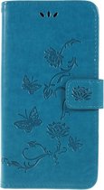 Bloemen Book Case - Samsung Galaxy A10 Hoesje - Blauw