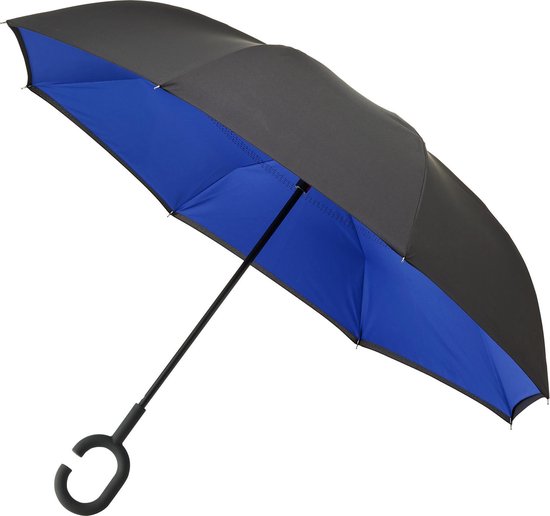 Impliva - Opvouwbare Inside Out Paraplu - Ø 107 cm - Zwart/Blauw