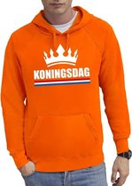 Oranje Koningsdag met een kroon hoodie / hooded sweater heren - Oranje Koningsdag kleding L