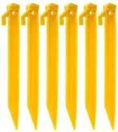 18x Kunststof tentharingen geel 21 cm - Felgekleurd voor extra zichtbaarheid - Camping/kampeer accessoires