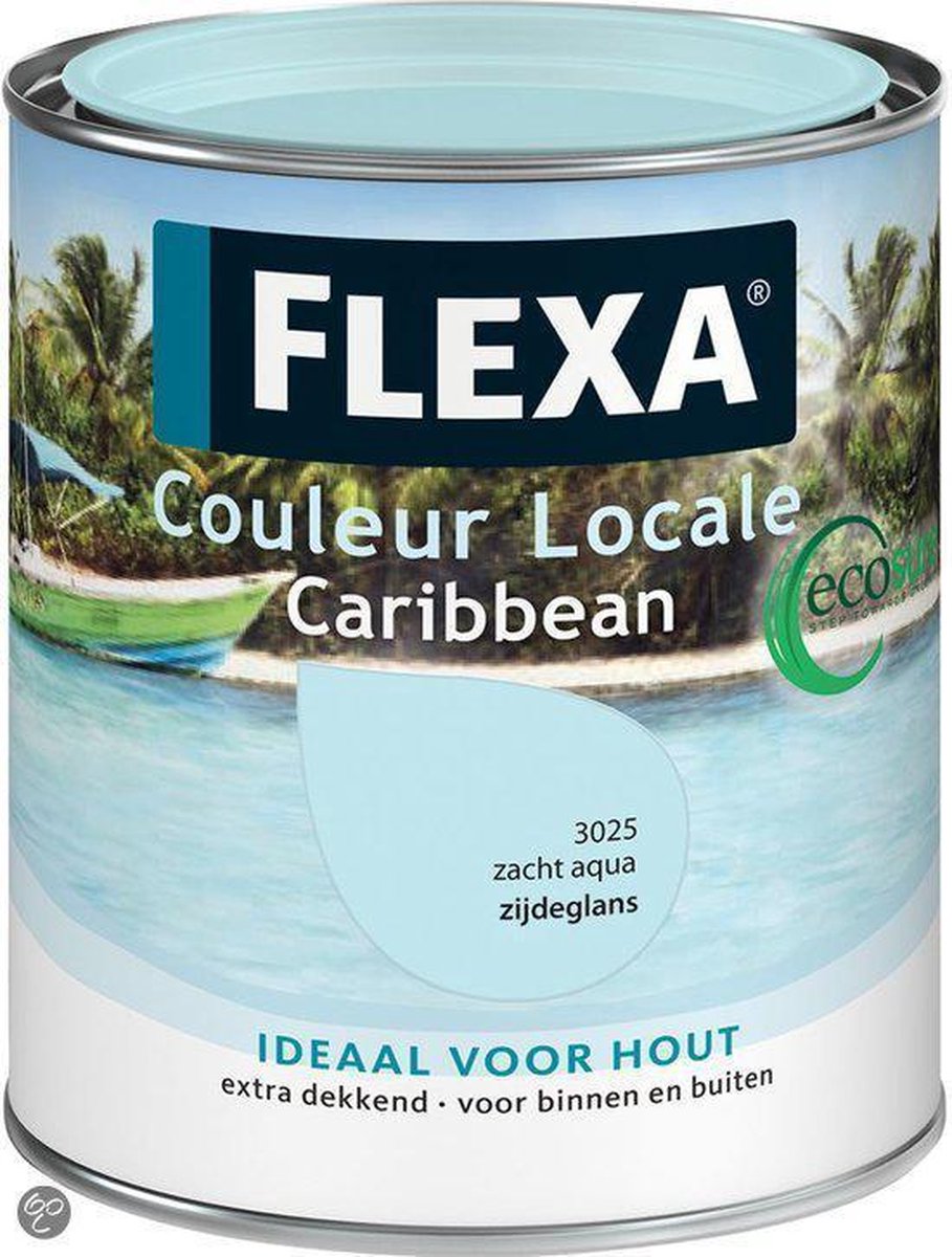 Flexa Couleur Locale Zijdeglans Watergedragen Caribbean 0,75 L 2525 Nuance Aqua