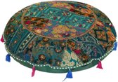 Kussen - groen - rond - 46 cm - Ibiza - Bohemian - Boho.